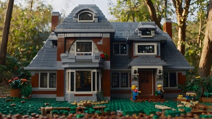 Creative Miniature House with Lush Garden Landscape and Warm Sunshine