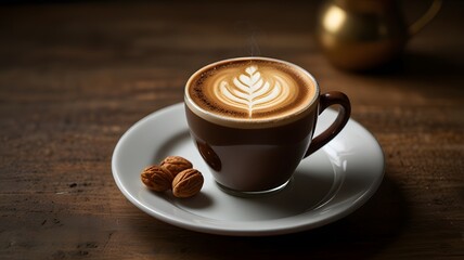 Fototapeta premium Cappuccino with Beautiful Latte Art for Cafe Menus