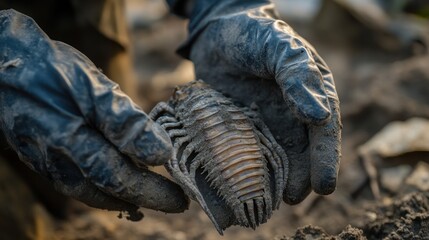 Discovering Ancient Life - A Close-Up of a Fossilized Trilobite