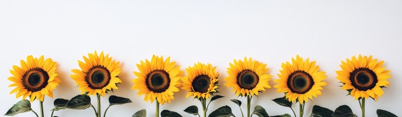 Obraz premium Radiant Sunflowers on a White Background