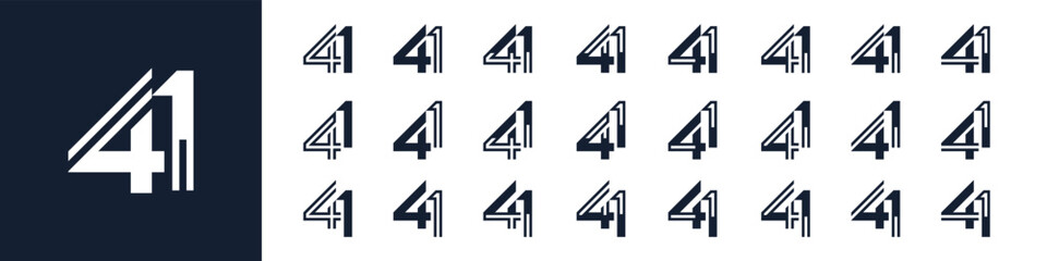 collection of creative number 41 logo designs. abstract forty-one design vector illustration