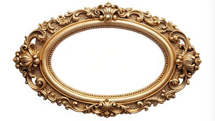 Vintage golden oval round picture frame, antique, retro, elegant, ornate, decorative, classic, style, frame, gold, oval, round