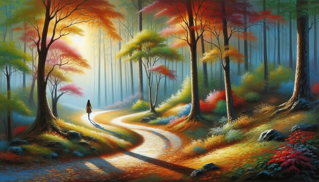 sunset in the jungle landscape walking outdoors painting