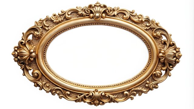 Vintage golden oval round picture frame, antique, retro, elegant, ornate, decorative, classic, style, frame, gold, oval, round