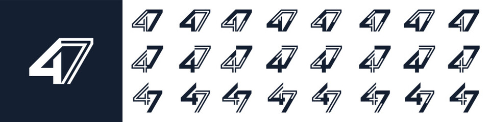 collection of creative number 47 logo designs. abstract forty-seven design vector illustration