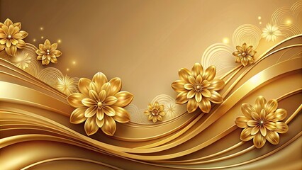 Elegant luxury background with golden waves and intricate flower decoration, luxury, abstract, golden, waves, flower