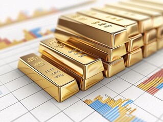 A pile of gold bullion bars on a savings ledger, symbolizing long-term wealth building, with plenty of copy space for text or branding.