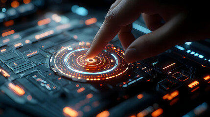 Naklejka premium Futuristic Interface with Glowing Lights 3D Illustration