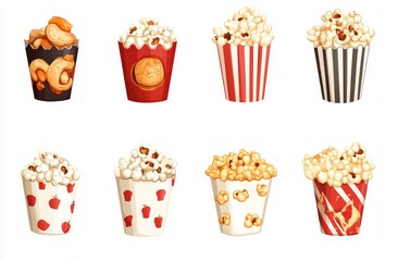 Popcorn and Snacks in Paper Containers