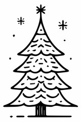 Obraz premium Christmas tree black and white illustration
