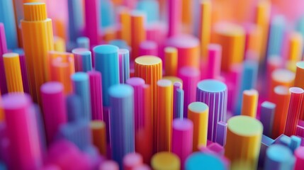 Abstract Colorful Cylinders in Close-Up