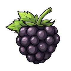 A cartoon blackberry on a white background.