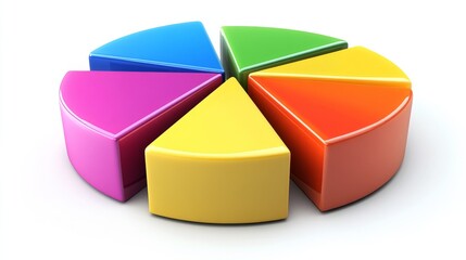 Obraz premium Colorful 3D Pie Chart with Six Sections