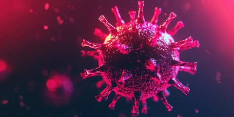 Obraz premium Detailed virus, featuring vibrant colors and realistic texture on a dark background.