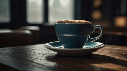 A cup of coffee sits invitingly in a cozy space.