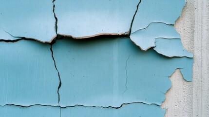 Obraz premium Cracked Blue Paint Wall Texture Abstract Background for Design