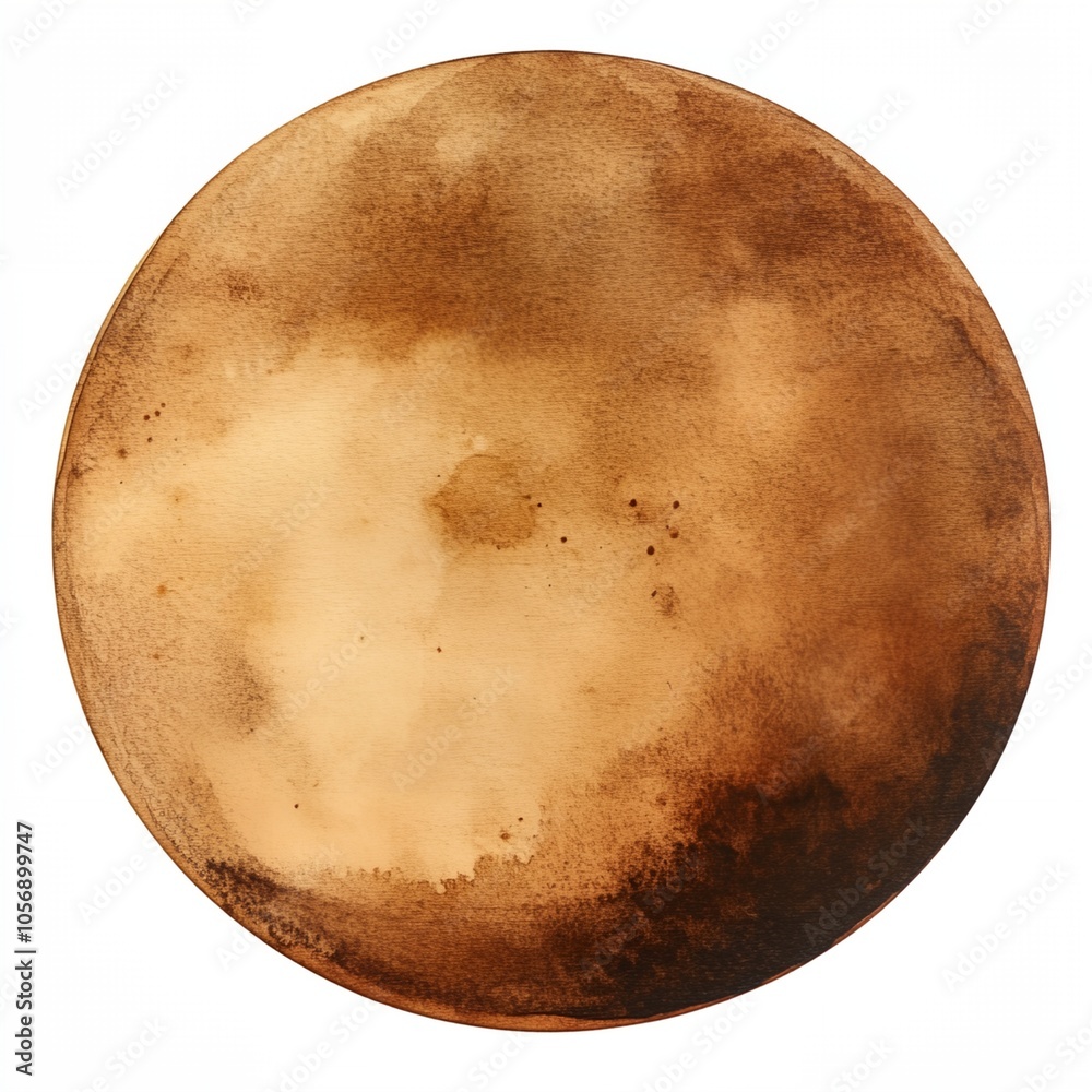 Poster a round painting of a planet with a brownish color. the painting is abstract and has a moody atmosph