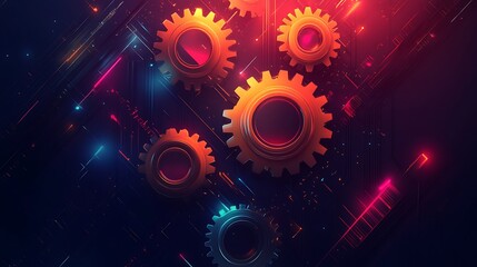 Obraz premium Dynamic gears in a futuristic setting a visual exploration of technology
