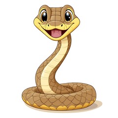 Fototapeta premium A cartoon snake coiled up on a white background.