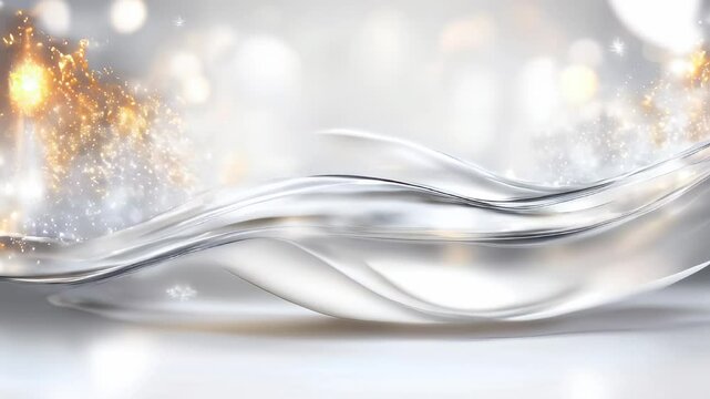 An elegant silver wave pattern with sparkling stars, creating a luxurious, festive atmosphere with a shiny, smooth texture.