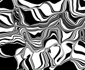 Black and white abstract pattern with fluid lines and intricate design