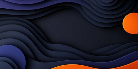 Fototapeta premium Abstract Wavy Background Blue Orange and Black 3D Paper Cut Design