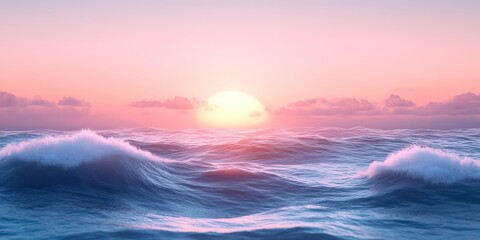 Obraz premium background Sunset over the sea with gentle waves in the foreground