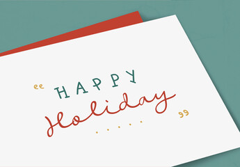 Christmas Greeting Card Flatlay Mockup