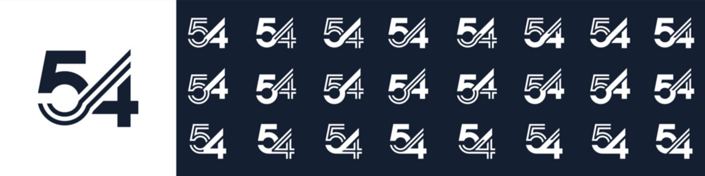 collection of creative number 54 logo designs. abstract fifty-four design vector illustration