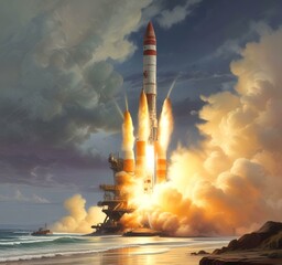 illustration of lounching rocket.