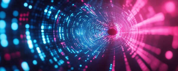 Obraz premium Abstract Neon Tunnel of Data