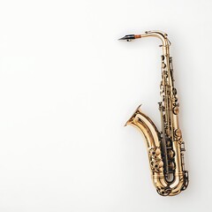A saxophone on a white background.