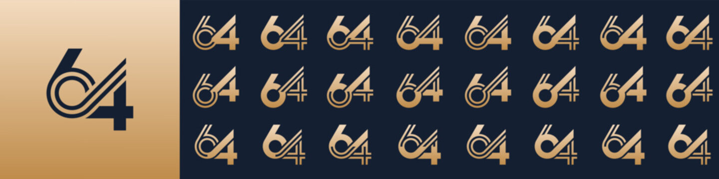 collection of creative number 64 logo designs. abstract sixty-four design vector illustration