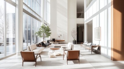 Obraz premium Elegant and Spacious Modern Living Room with Large Windows