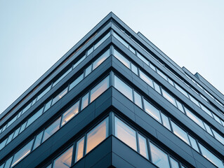 Obraz premium Modern architecture showcases sleek lines and glass facades, creating striking view.