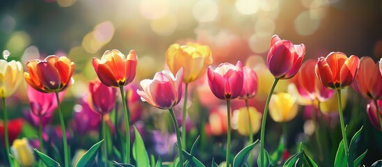 Fototapeta premium Beautiful Flowers Tulips Flowering On The Garden
