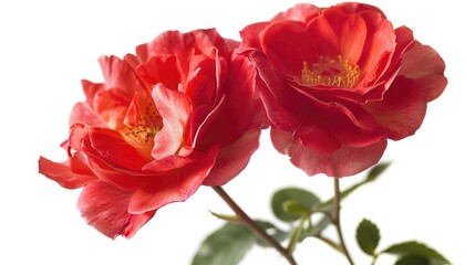 Two Red Chinese Rose Isolated