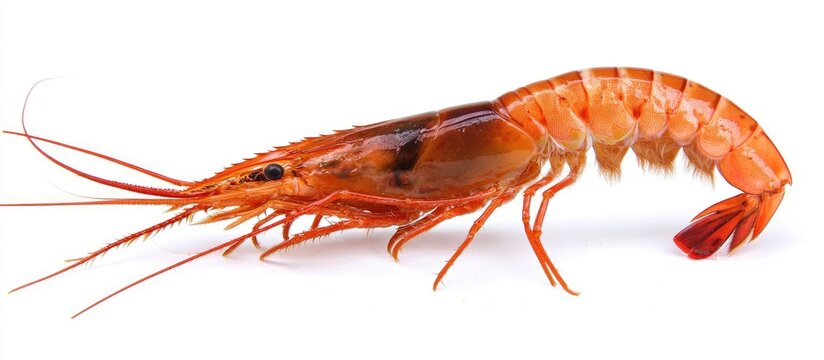 Giant Freshwater Prawn Macrobra Chium Rosenbergii Fresh Shrimp x000D On White Background