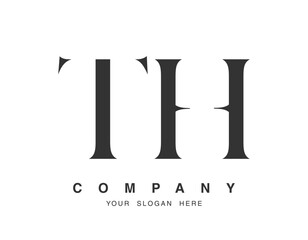 TH logo design. Initial letter t and h serif font style. Creative classic company name typography. Trendy logotype or identity.