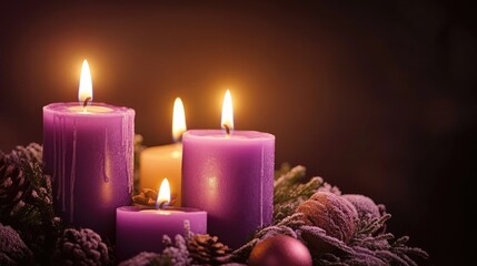 Advent wreath featuring candles for the third Sunday celebration of the Advent season