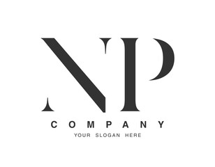 NP logo design. Initial letter n and p serif font style. Creative classic company name typography. Trendy logotype or identity.