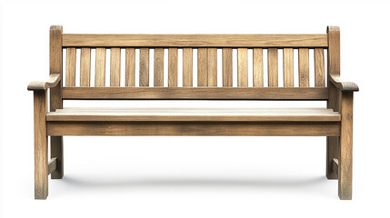 Wooden Park Bench Isolated on White Background