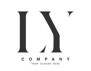LY logo design. Initial letter l and y serif font style. Creative classic company name typography. Trendy logotype or identity.