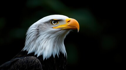 Obraz premium Majestic Bald Eagle Portrait with Sharp Eyes and Yellow Beak