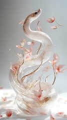 Obraz premium Traditional Chinese New Year transparent white snake illustration poster background