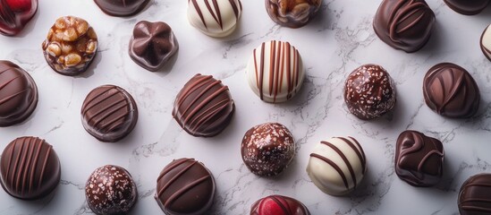 Chocolate Candies Laid Out On The Background Sweets