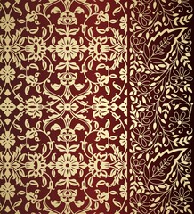 wedding card design, traditional paisley floral pattern , royal India	