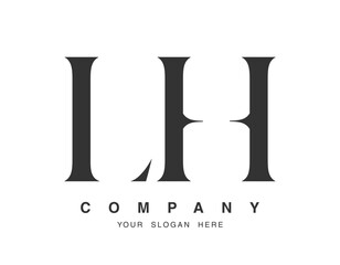 LH logo design. Initial letter l and h serif font style. Creative classic company name typography. Trendy logotype or identity.