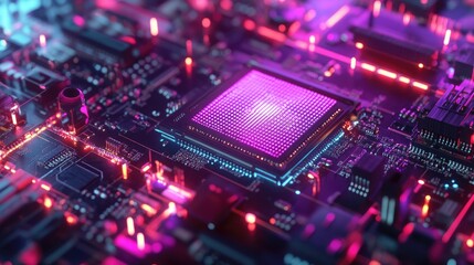 Nano processors circuits and chips showcasing innovative concepts Silicon transistors integrated into a motherboard with a processor emphasizing advances in technology and AI creativity