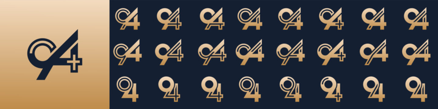 collection of creative number 94 logo designs. abstract ninety-four design vector illustration